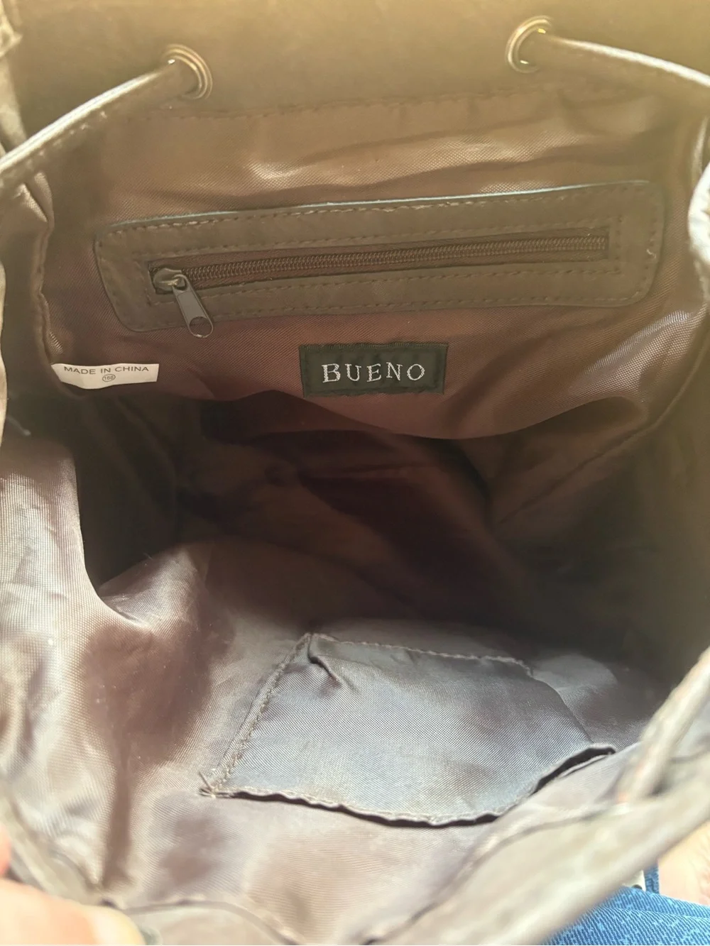 Bueno Brown Faux Leather Mini Backpack Y2K Boho Multi Pocket Utility Bag